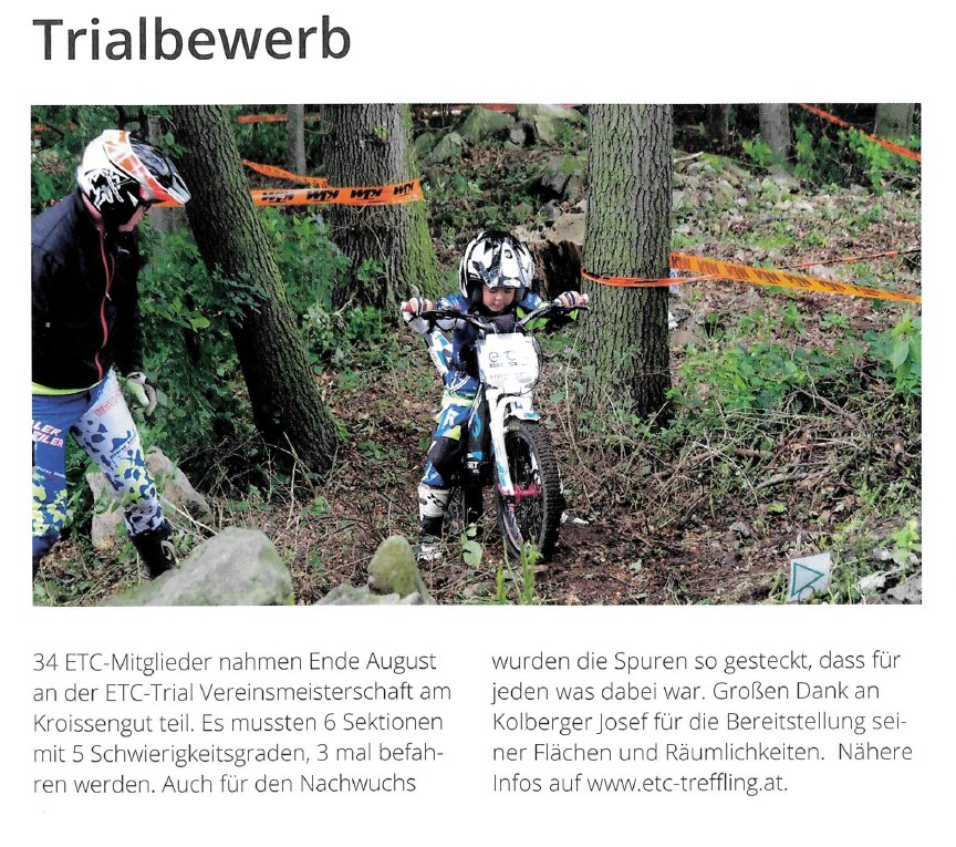 Bericht Trialbewerb Gemeindezeitung